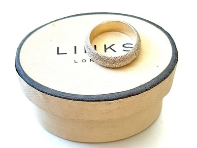 LINKS of LONDON Sterling Silver Textured Band Ring Size P (US 7 3/4) 6.8g Boxed - Image 1 of 4