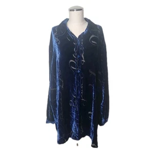 The Quacker Factory Damenbluse weicher Velours Knopfleiste Größe 2X Dream Believe - Bild 1 von 6