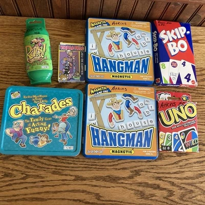 Kids Games Tin TRAVEL Charades Hangman Skip Bo, UNO, Old Maid, Rats Card Games - Image 1 of 4