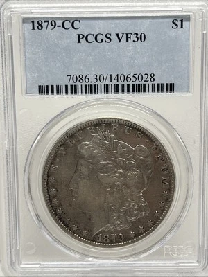 1879 CC MORGAN SILVER DOLLAR PCGS VF30 CARSON CITY MINT KEY DATE COIN - Image 1 of 4