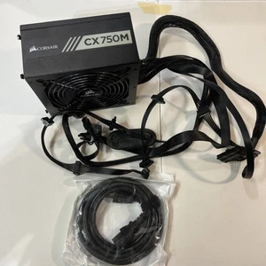 Corsair CX-M Series CX750M ATX Power Supply, Semi-Modular, Low-Noise, Black - Afbeelding 1 van 6