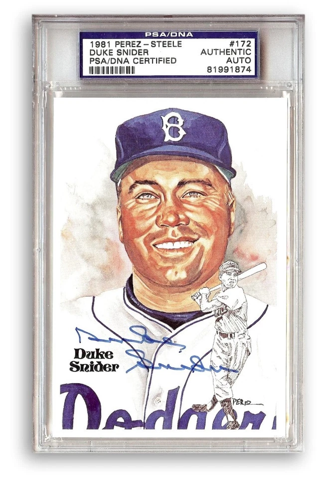 Duke Snider Signed Autographed 1981 Perex-Steele Postcard Dodgers PSA 874 - Image 1 of 1