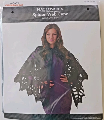 Spider Web Cape Black One Size Adult Halloween Costume Accessory - Image 1 of 3