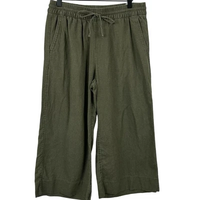 Pantalones Cortos Banana Republic Mujer Pierna Ancha Lino Sueltos Boho Verde Militar Medianos  Foto 1 de 4