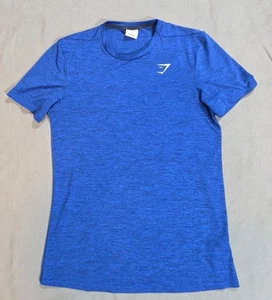 Gymshark Performance T-Shirt Uomo Piccola Blu Con Manica Corta Nera  - Foto 1 di 5