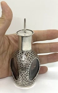 Antique Hong Kong Hallmarked Sterling Silver Overlay Bitters Bottle 4.1/2” 101g - Picture 1 of 14
