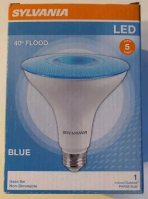 (1) NEW Sylvania PAR38 Blue LED Light Bulb 40° Replacement Indoor/Outdoor  - Image 1 of 3