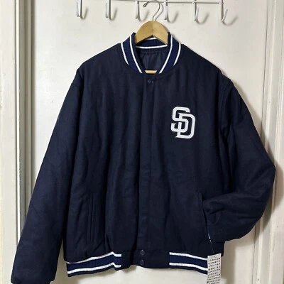 San Diego Padres Reversible Jacket JH Design Men’s Large New With Tags Navy Blue - Image 1 of 4