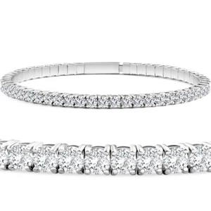 2 - 10Ct TW Flexible Diamond Bangle Tennis Bracelet Lab Grown 14k Gold - Picture 1 of 11