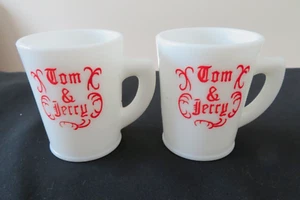 2 McKee White Christmas Tom & Jerry Mugs Depression Era - Picture 1 of 6