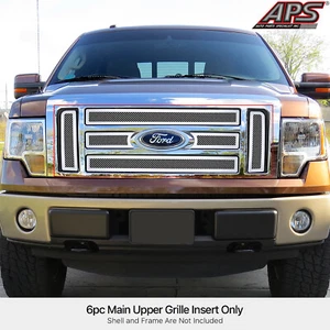 Fits 2009-2012 Ford F-150 Lariat/King Ranch Upper Stainless Chrome Mesh Grille - Picture 1 of 4