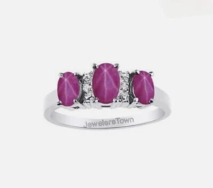 Pink Ruby Star Ring, Women Ring, 925 Solid Sterling Silver Ring, Ruby Ring - Picture 1 of 5