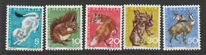 SWITZERLAND - 1966 WILDLIFE set of 5 - -PRO-JUVENTUTE Fund NHM - Picture 1 of 1
