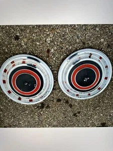 1960 Cadillac 2 Coupe Deville Fleetwood 15” Hubcaps Ratrod 2 Red Black Rare - Bild 1 von 4