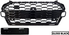 FOR AUDI A4 S4 B9.5 GRILLE RS STYLE HONEYCOMB RADIATOR BUMPER GLOSS BLACK 19-23