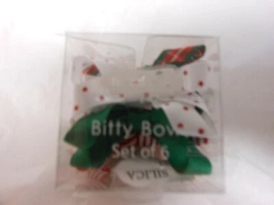 Mud Pie Grosgrain "Holiday Bitty Mini Holiday Christmas Bows" 2020 NEW Set of 6 - Image 1 of 2