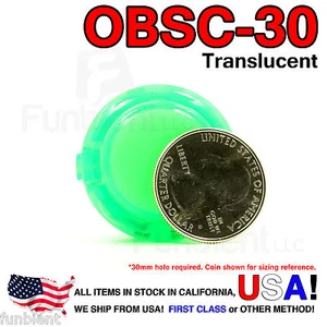 Sanwa Original OBSC-30 Green Translucent Push Button JAMMA guitar killswitch - Picture 1 of 8