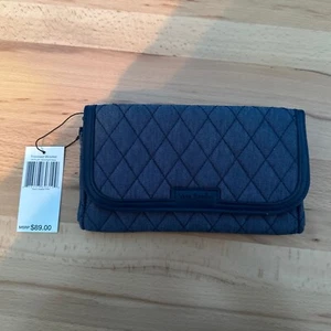 Vera Bradley Factory Style Trimmed Wristlet Moonlight Navy Denim New With Tags - Picture 1 of 1