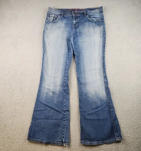 Tommy Hilfiger Jeans Womens 15R (34x30) Blue Flare Leg Y2K Mid Rise Denim Pants - Picture 1 of 11
