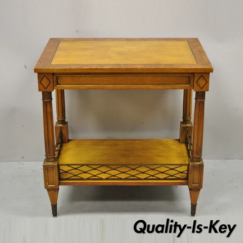 Beacon Hill Italian Regency Neoclassical One Drawer Burl Wood Accent Side Table Cover