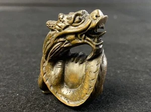 Estatua japonesa hecha a mano de madera Netsuke de colección diseño de dragón Netuke sin envío - Imagen 1 de 9