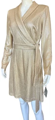 Adrianna Papell $189 Stretch Metallic Mock Wrap Tuxedo Dress Sz 6 New NWT - Image 1 of 4