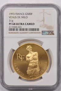 France 1993 500 Francs gold NGC Proof 68 UC Venus De Milo.5000 minted. 31g NG105 - Picture 1 of 2