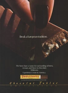 1985 Toblerone Chocolate Candy - "Break A European Tradition" - Print Ad Photo - Picture 1 of 1