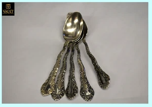 Antike Sterling Silber Teelöffel 5er Set. 91,2 Gramm. R Monogram - Bild 1 von 9