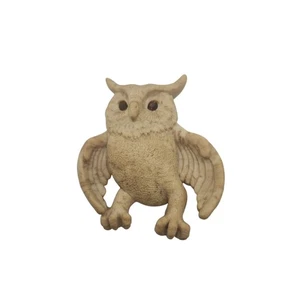 3D Harz Eule Magnet Elfenbein Strukturiert mit Pailletten Augen Rustikal Wald Wohndeko - Bild 1 von 7