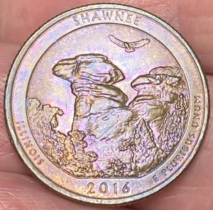 2016-P Shawnee Illinois ATB Quarter Lustrous Rainbow Toned Coin  #13 - Picture 1 of 12