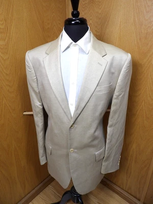 Mens Blazer Sport coat Jacket 46L Perry Ellis Silver Cream Linen & Tencil N#173 - Image 1 of 4
