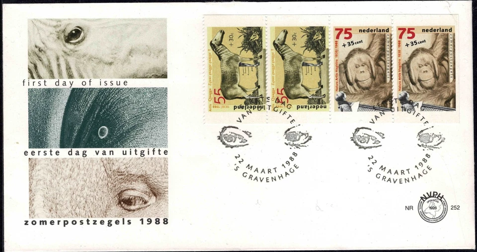 Netherlands 1988 Summer Stamps-The Zoo Booklet Pane FDC-Set Of Four Stamps-Mint - Image 1 of 1