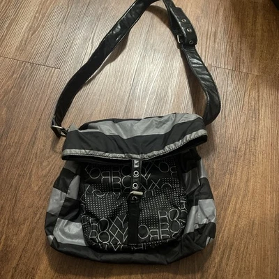 VTG ROXY Crossbody Purse Bag Black And Grey Striped Clear Skies Y2K  READ - Image 1 of 4
