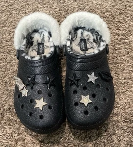 Crocs classic lined disco Glitter Clogs With Charms Women’s Size 10 - Picture 1 of 7