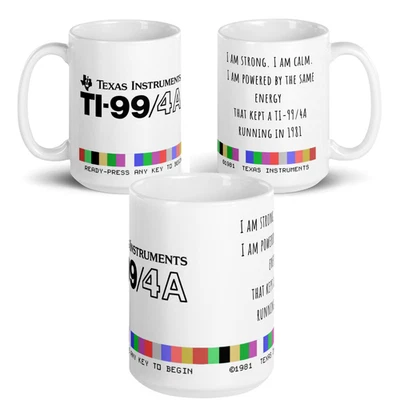 TI-99/4A Retro Power Becher — 15oz White Edition - BESTES GESCHENK für Retro Fan - Bild 1 von 4