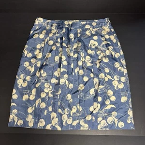 Boden Limited Edition Womens Silk Pleated Skirt Blue Dandelion Print size 8 - Picture 1 of 9