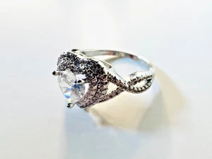 Sterling Silver 925 Iced Heart Ring with Diamond Style CZ Heart Gem Stone Size 7 - Picture 1 of 14