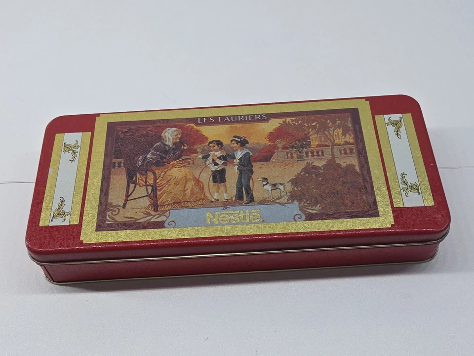 Rectangle Red Nestle Les Lauriers  Brand Tin - Good Shape. Vintage - Image 1 of 4