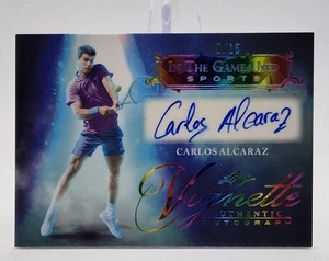 Carlos Alcaraz Auto /15 2024 Leaf In The Game Used Sports Vignette - Picture 1 of 2