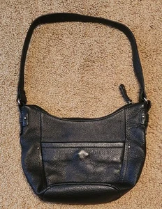 Cartera de mano de cuero negra Stone Mountain vintage - Imagen 1 de 3