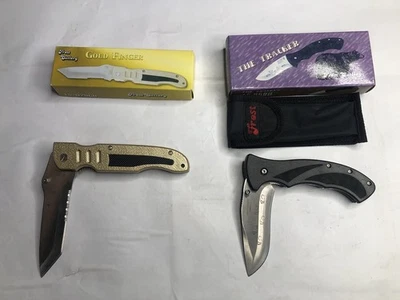 Lote de 2 cuchillos cubiertos Frost The Tracker, dedo dorado Foto 1 de 4