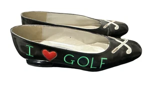 Margaret Jerrold I Love Golf Vintage Embroidered Womens Heels Shoes Sz 7.5 RARE - Picture 1 of 12