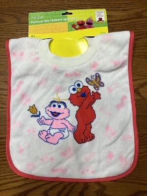 PBS Sesame Street Elmo & Abby Cadabby Pullover Baby Bib Unisex Children 0M+ NEW - Image 1 of 4