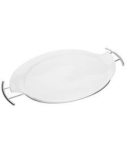 White Porcelain Serving Tray 11"x16" Chrome Serving Rack - Picture 1 of 4