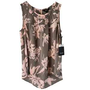 Simply Vera Vera Wang Floral Tank Top Sleeveless Blouse Pink Gray Small - Picture 1 of 8