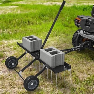 40" Dethatcher Tow Behind Lawn Mover ATV Rake 20 Steel Tines Height Adjustable - Picture 1 of 19