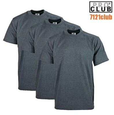3 PACK PRO CLUB MENS HEAVYWEIGHT T SHIRTS PLAIN SHORT SLEEVES BIG AND TALL S-7XL - Image 1 of 2
