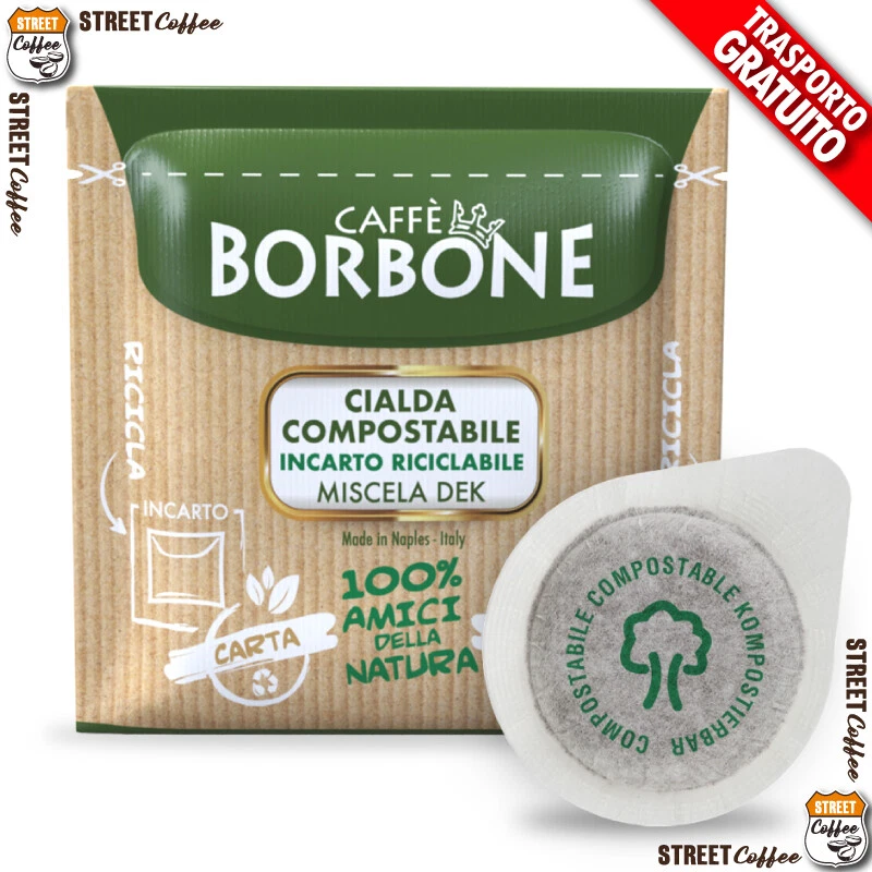 50 Cialde Carta Caffè Borbone ESE 44mm Miscela Verde Dek Decaffeinato gratis