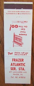 CUBIERTA DE MATCHBOOK ATLANTIC GASOLINERA GIRLIES: FRAZER, PENNSYLVANIA MATCHCOVER G1 - Imagen 1 de 1